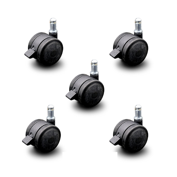 2" Black Soft Wheel Office Caster with Brake  Service Caster, PK5